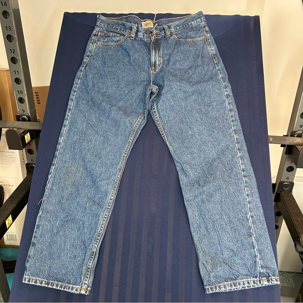 Men's CE Schmidt Workwear Jeans Blue Denim SZ 34x30 Med Wash Zipper  100% cotton